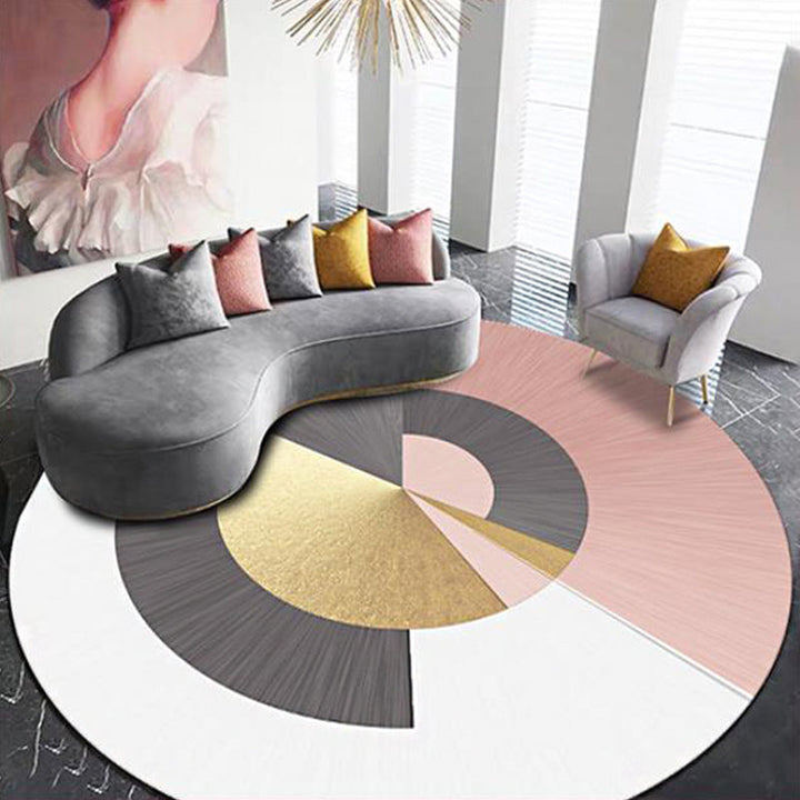 Lisslune | Green circles pattern carpet polyester modern rug washable non-slip pet-friendly rug for the living room