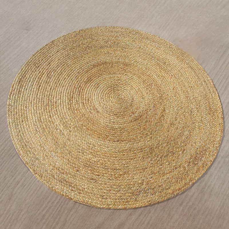 Lisslune | Khaki and Brown Solid Carpet Sisal Country Carpet Pet-Friendly Washable Non-Slip Area Rug for Living Room