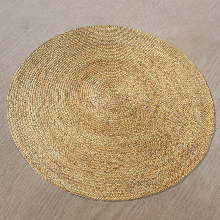 Lisslune | Khaki and Brown Solid Carpet Sisal Country Carpet Pet-Friendly Washable Non-Slip Area Rug for Living Room