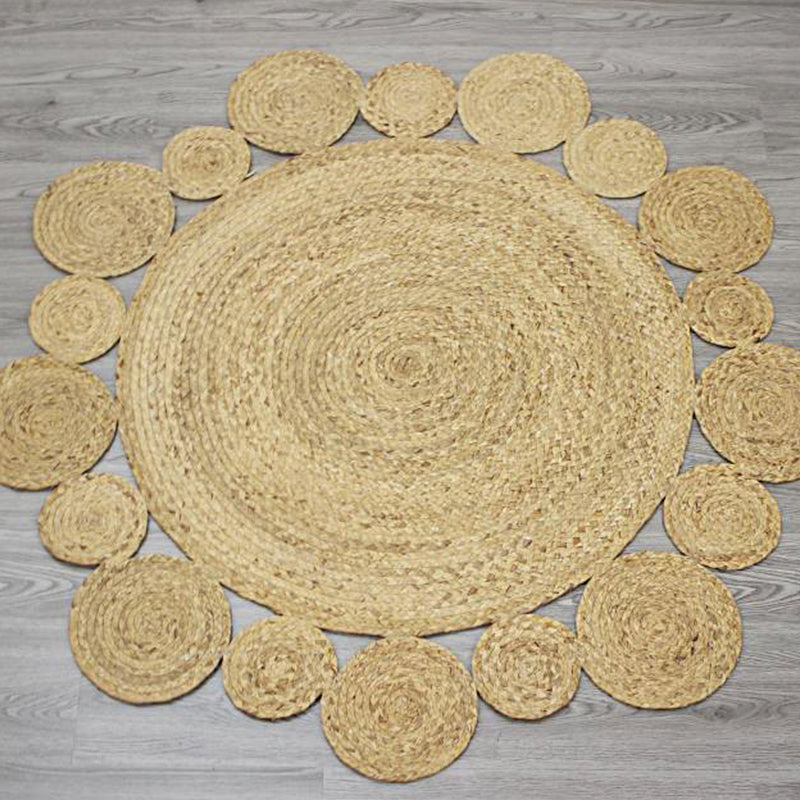 Lisslune | Khaki and Brown Solid Carpet Sisal Country Carpet Pet-Friendly Washable Non-Slip Area Rug for Living Room