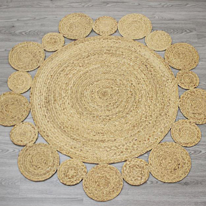 Lisslune | Khaki and Brown Solid Carpet Sisal Country Carpet Pet-Friendly Washable Non-Slip Area Rug for Living Room