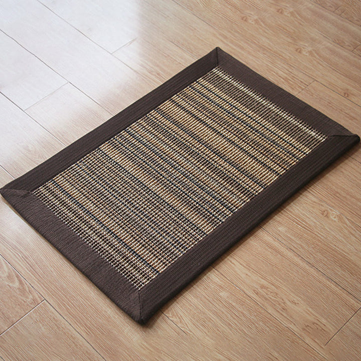 Lisslune | Country Striped Pattern Rug Brown and Coffee Jute Rug Non-Slip Pet-Friendly Washable Area Rug for Study Room