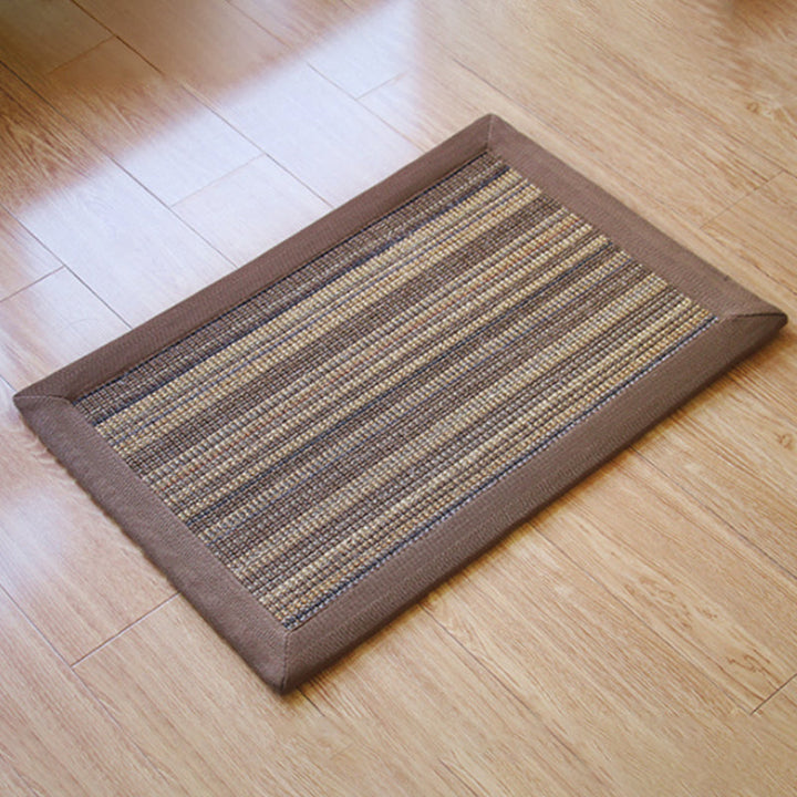Lisslune | Country Striped Pattern Rug Brown and Coffee Jute Rug Non-Slip Pet-Friendly Washable Area Rug for Study Room
