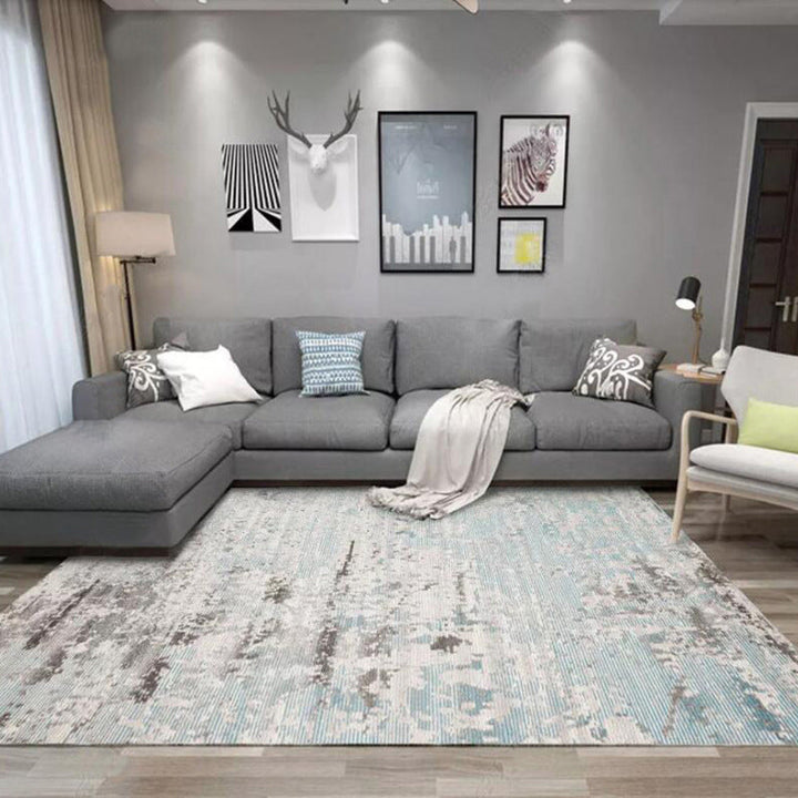 Lisslune | Stylish Abstract Area Rug Multicolor Industrial Rug Polypropylene Pet-Friendly Washable Non-Slip Indoor Area Rug for Bedroom