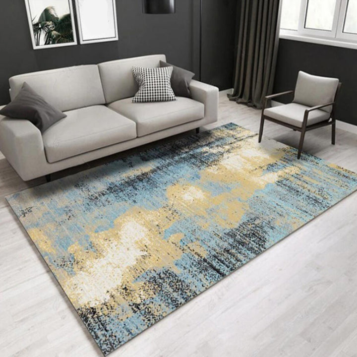 Lisslune | Stylish Abstract Area Rug Multicolor Industrial Rug Polypropylene Pet-Friendly Washable Non-Slip Indoor Area Rug for Bedroom