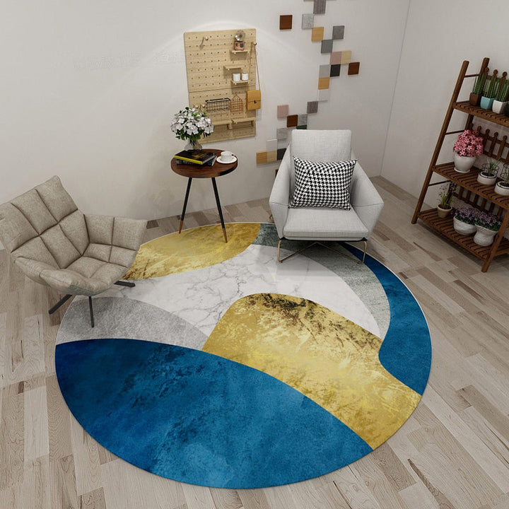 Lisslune | Creative Northern Rug Multi Color Marble Geometric Shapes Carpet Stain-Resistant Pet-Friendly Rug for Living Room
