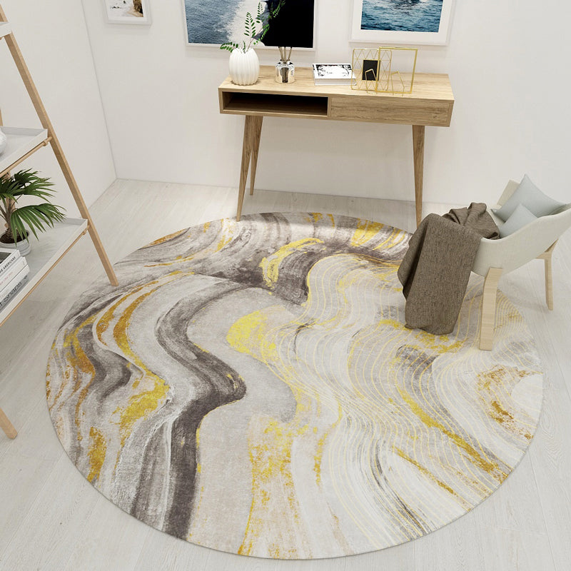 Lisslune | Creative Northern Rug Multi Color Marble Geometric Shapes Carpet Stain-Resistant Pet-Friendly Rug for Living Room