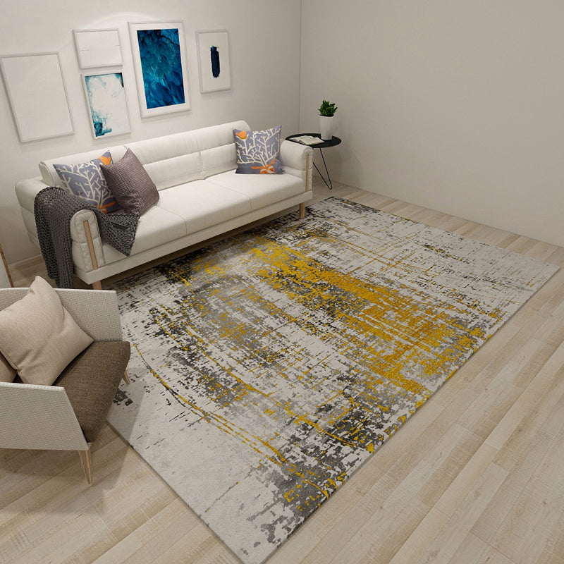 Lisslune | Industrial Rustic Surface Look Carpet Dark Color Polyester Area Rug Stain Resistant Non-Slip Rug for Living Room