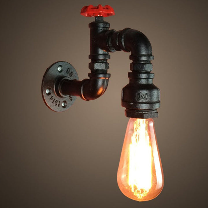 Skørter | Black Crane Wall Mounted Lamp Steampunk Iron 1-Light Living Room Wall Lamp Kit with Raw Valve