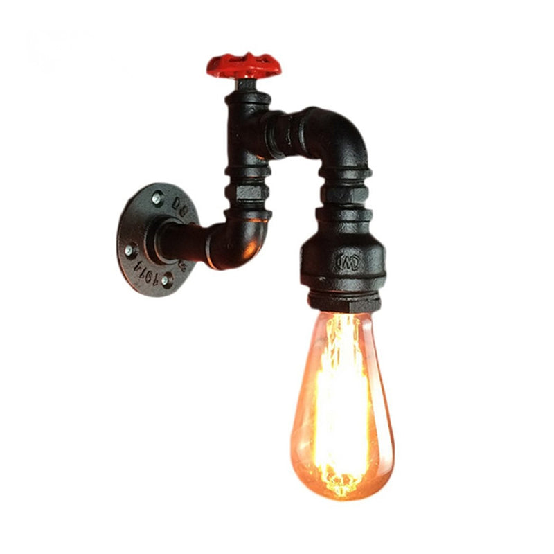 Skørter | Black Crane Wall Mounted Lamp Steampunk Iron 1-Light Living Room Wall Lamp Kit with Raw Valve