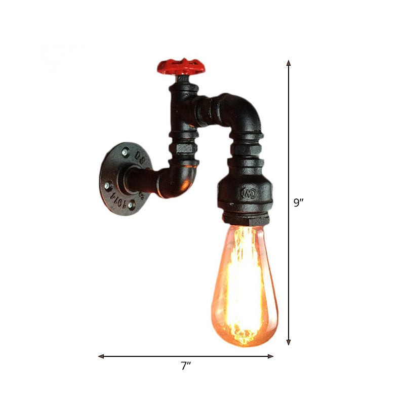 Skørter | Black Crane Wall Mounted Lamp Steampunk Iron 1-Light Living Room Wall Lamp Kit with Raw Valve