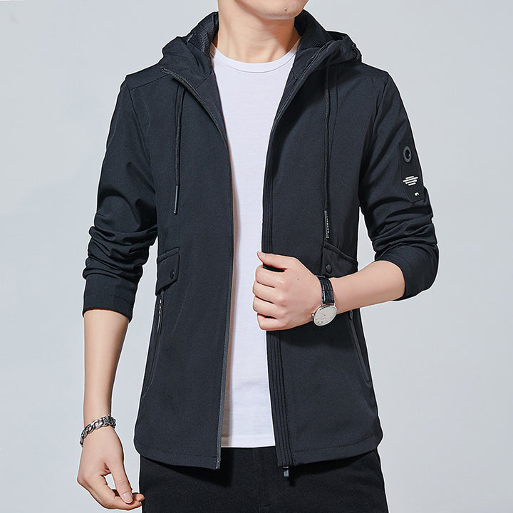 Men's sporty transitional jacket with adjustable hood and practical zippered pockets Lisslune