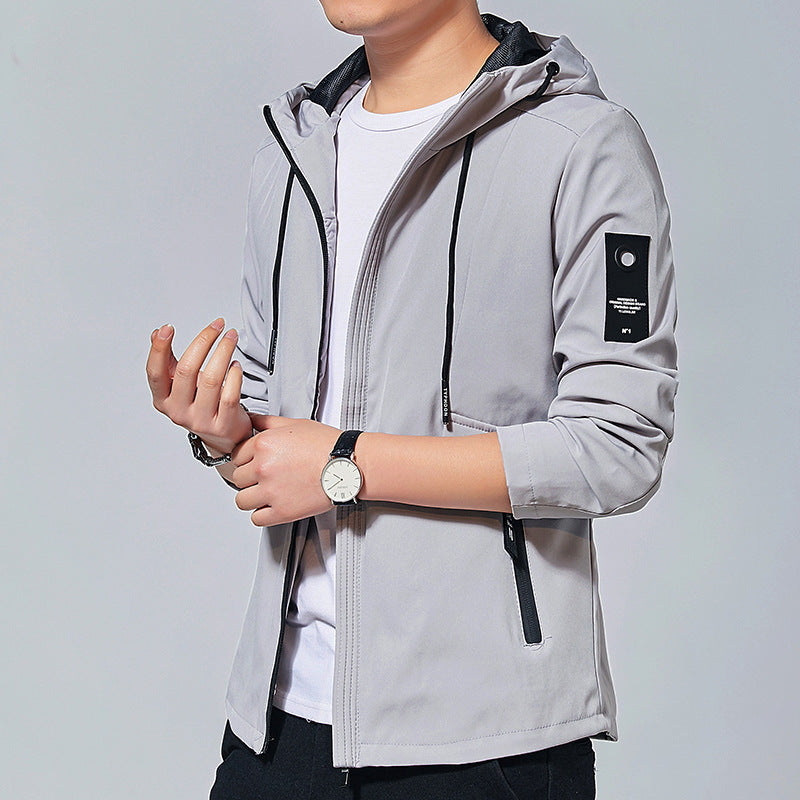 Men's sporty transitional jacket with adjustable hood and practical zippered pockets Lisslune