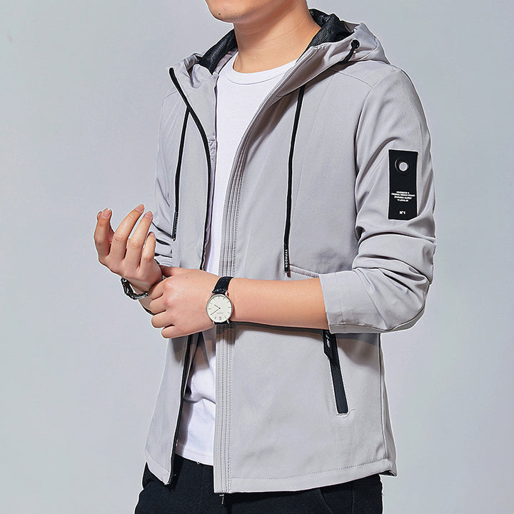 Men's sporty transitional jacket with adjustable hood and practical zippered pockets Lisslune
