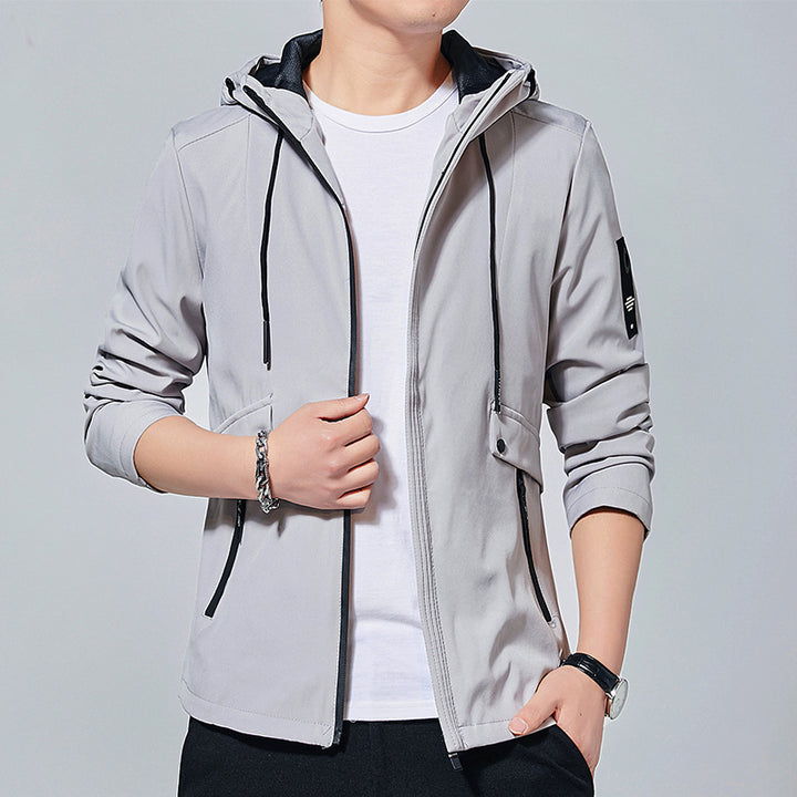 Men's sporty transitional jacket with adjustable hood and practical zippered pockets Lisslune