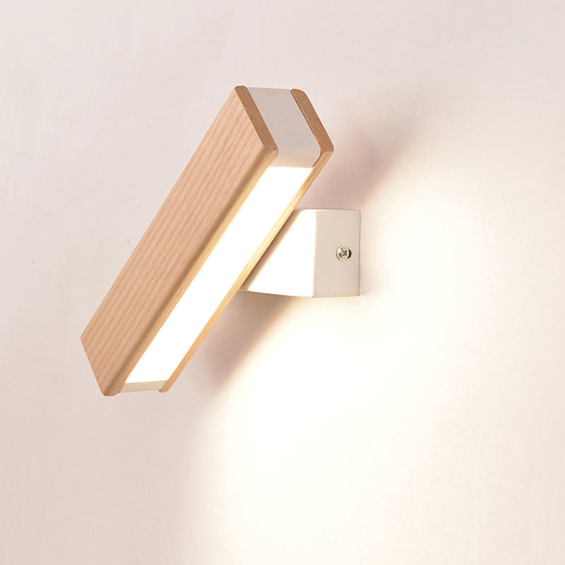 Skørter | Rectangular Rotatable Wall Lamp Minimalist Wood Bed Lamp LED Wall Mount Light Fixture, 8.5"/12" B