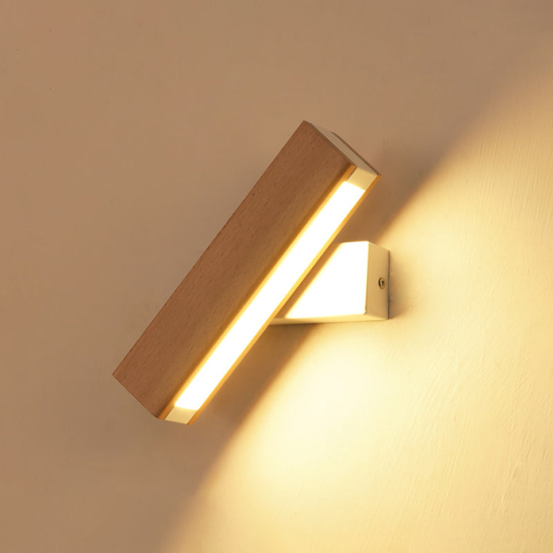 Skørter | Rectangular Rotatable Wall Lamp Minimalist Wood Bed Lamp LED Wall Mount Light Fixture, 8.5"/12" B