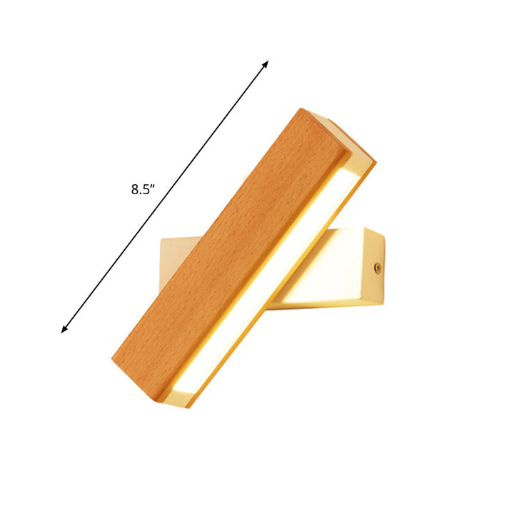 Skørter | Rectangular Rotatable Wall Lamp Minimalist Wood Bed Lamp LED Wall Mount Light Fixture, 8.5"/12" B