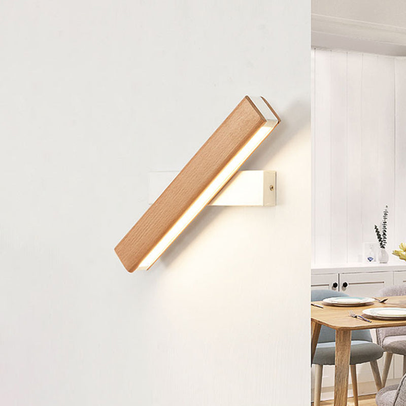 Skørter | Rectangular Rotatable Wall Lamp Minimalist Wood Bed Lamp LED Wall Mount Light Fixture, 8.5"/12" B
