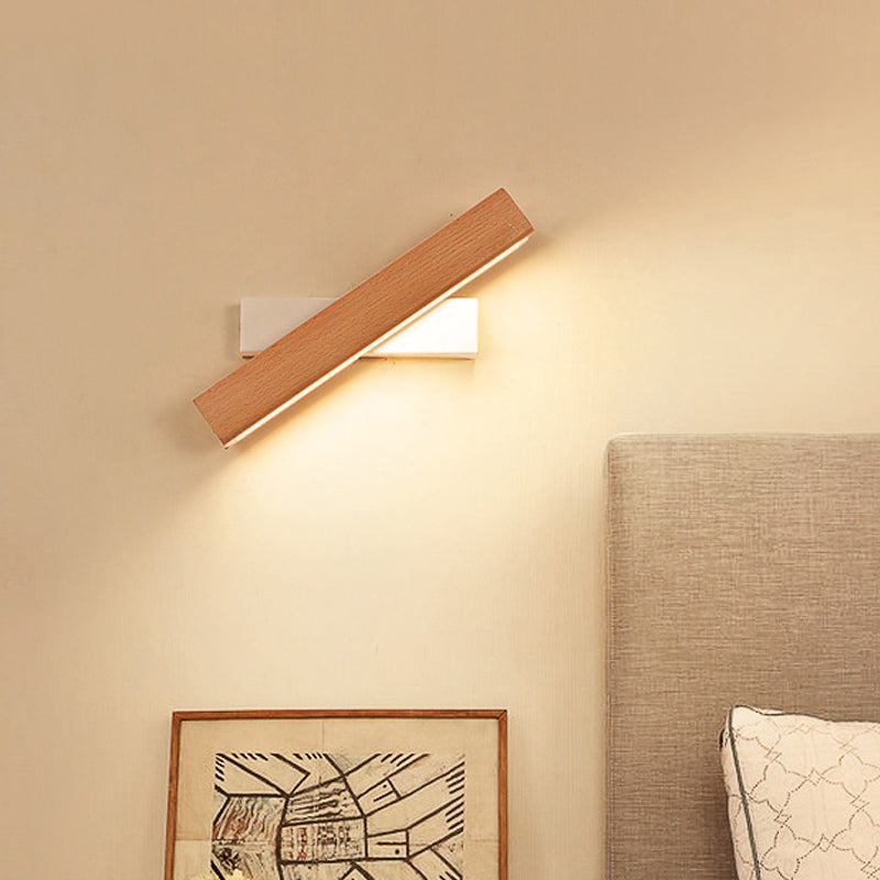 Skørter | Rectangular Rotatable Wall Lamp Minimalist Wood Bed Lamp LED Wall Mount Light Fixture, 8.5"/12" B