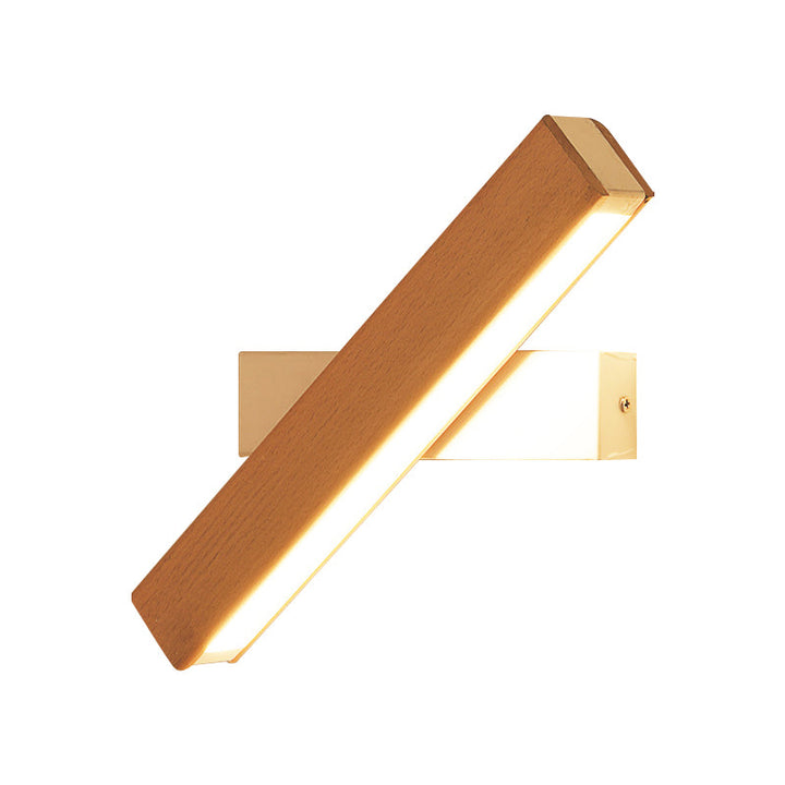 Skørter | Rectangular Rotatable Wall Lamp Minimalist Wood Bed Lamp LED Wall Mount Light Fixture, 8.5"/12" B