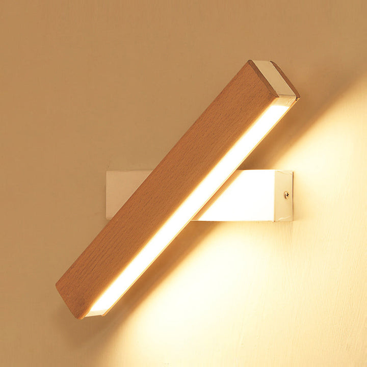Skørter | Rectangular Rotatable Wall Lamp Minimalist Wood Bed Lamp LED Wall Mount Light Fixture, 8.5"/12" B