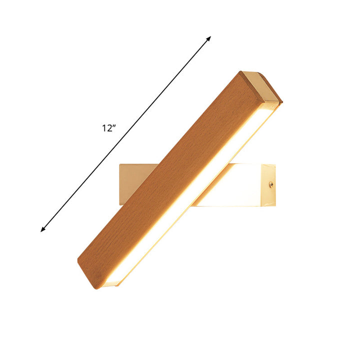Skørter | Rectangular Rotatable Wall Lamp Minimalist Wood Bed Lamp LED Wall Mount Light Fixture, 8.5"/12" B