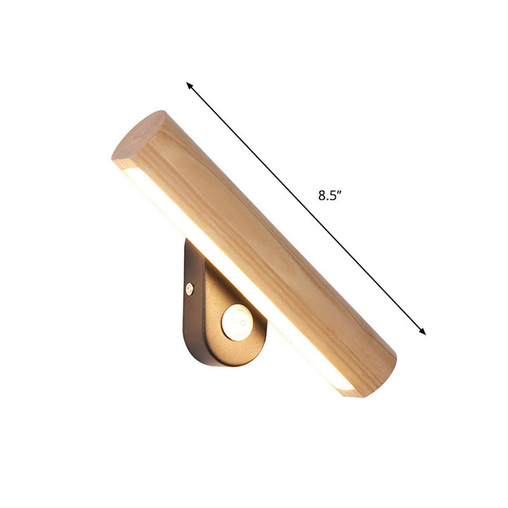 Skørter | Rotatable Tube Bedside Wall Mount Lamp Wood 8.5"/12.5" Wide LED Simple Wall Lamp Fixture in Warm/White Light