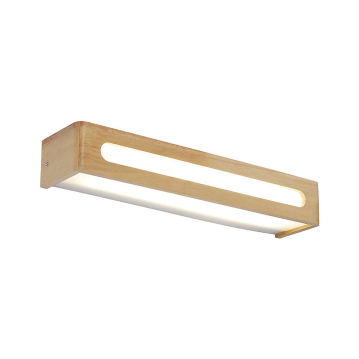 Lisslune | Rectangular Built-in Wall Light Nordic Acrylic 12"/19.5"/23.5" Width LED Bathroom Mirror Wall Light in Wood