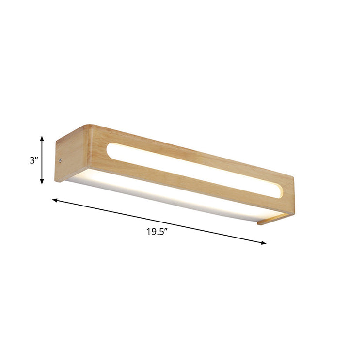 Lisslune | Rectangular Built-in Wall Light Nordic Acrylic 12"/19.5"/23.5" Width LED Bathroom Mirror Wall Light in Wood