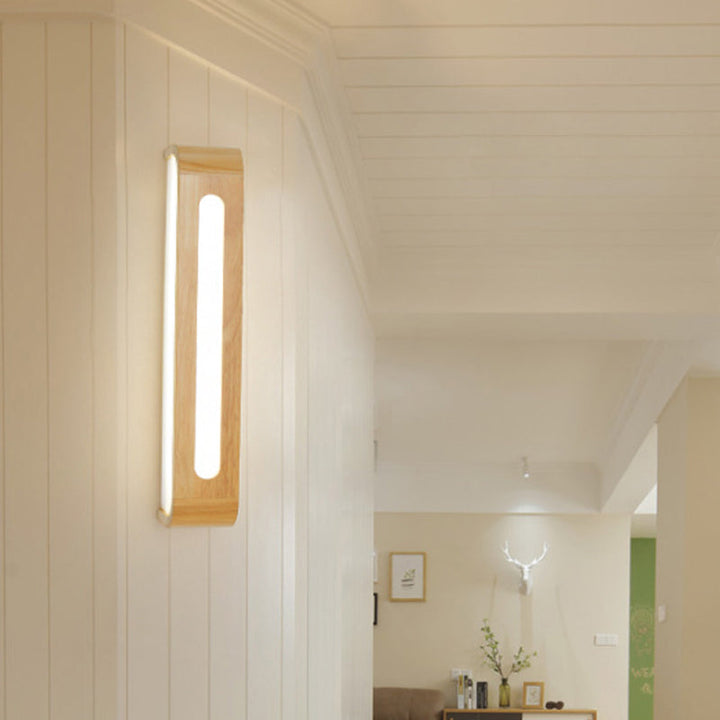 Lisslune | Rectangular Built-in Wall Light Nordic Acrylic 12"/19.5"/23.5" Width LED Bathroom Mirror Wall Light in Wood