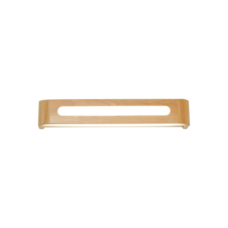 Lisslune | Rectangular Built-in Wall Light Nordic Acrylic 12"/19.5"/23.5" Width LED Bathroom Mirror Wall Light in Wood
