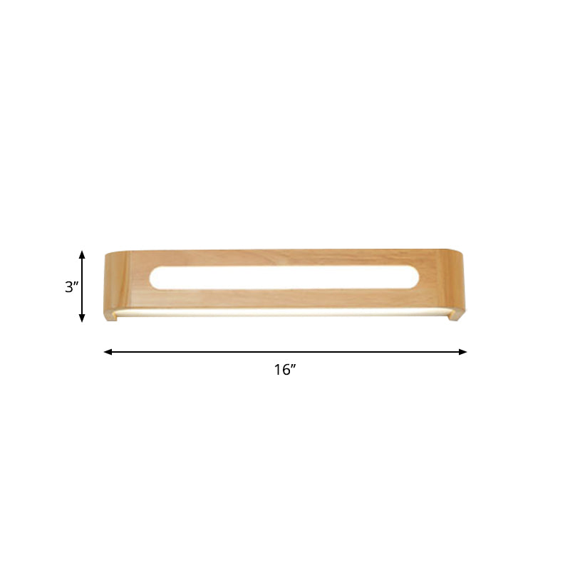 Lisslune | Rectangular Built-in Wall Light Nordic Acrylic 12"/19.5"/23.5" Width LED Bathroom Mirror Wall Light in Wood