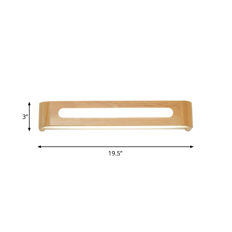 Lisslune | Rectangular Built-in Wall Light Nordic Acrylic 12"/19.5"/23.5" Width LED Bathroom Mirror Wall Light in Wood