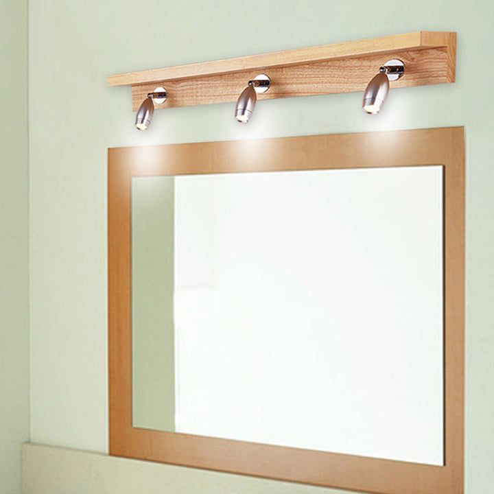 Lisslune | Bullet-shaped swivel wall lamp Modern metal 3 lights wood wall lighting in warm/white light