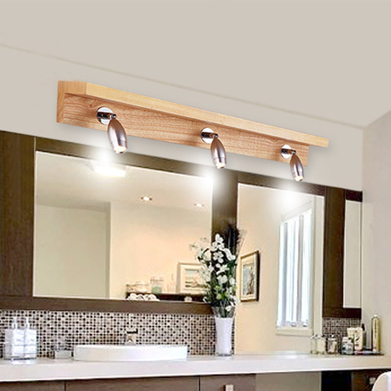 Lisslune | Bullet-shaped swivel wall lamp Modern metal 3 lights wood wall lighting in warm/white light