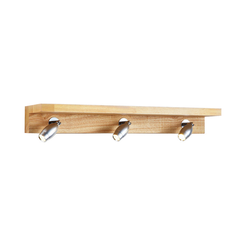 Lisslune | Bullet-shaped swivel wall lamp Modern metal 3 lights wood wall lighting in warm/white light
