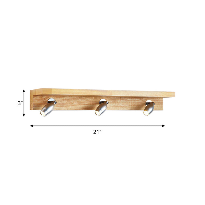 Lisslune | Bullet-shaped swivel wall lamp Modern metal 3 lights wood wall lighting in warm/white light