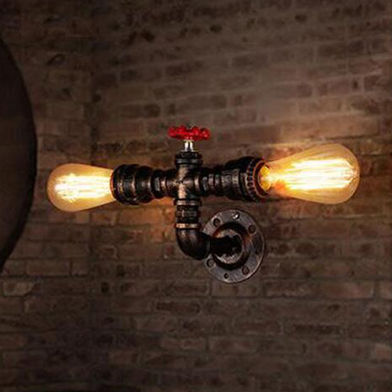Skørter | Iron Silver/Bronze Wall Lamp Pipeline Head 2-Light Industrial Wall Lighting Ideas for Bistro