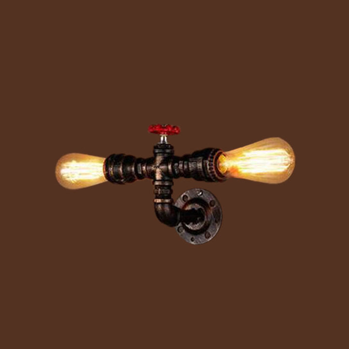 Skørter | Iron Silver/Bronze Wall Lamp Pipeline Head 2-Light Industrial Wall Lighting Ideas for Bistro