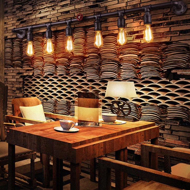 Skørter | Iron Black Wall Lamp Straight Pipes 2/4/6 Bulbs Industrial Wall Lamp for Living Room