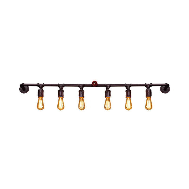 Skørter | Iron Black Wall Lamp Straight Pipes 2/4/6 Bulbs Industrial Wall Lamp for Living Room
