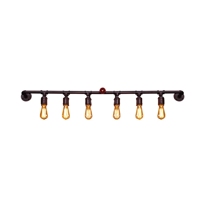 Skørter | Iron Black Wall Lamp Straight Pipes 2/4/6 Bulbs Industrial Wall Lamp for Living Room