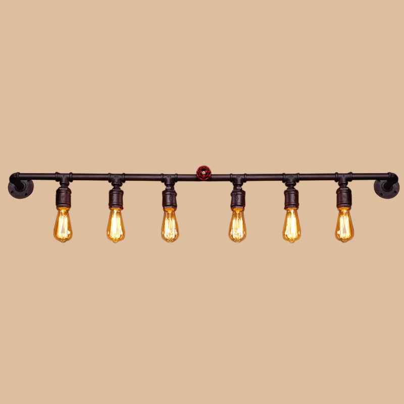 Skørter | Iron Black Wall Lamp Straight Pipes 2/4/6 Bulbs Industrial Wall Lamp for Living Room