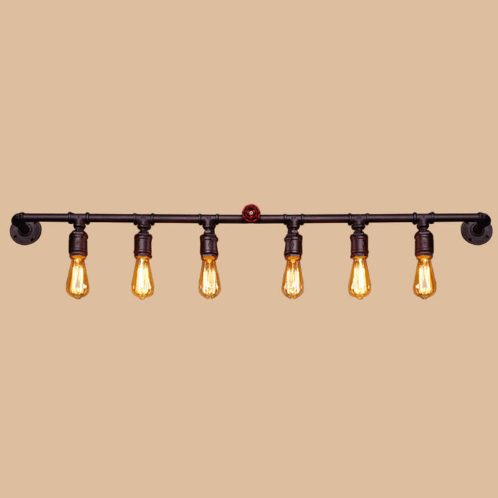 Skørter | Iron Black Wall Lamp Straight Pipes 2/4/6 Bulbs Industrial Wall Lamp for Living Room