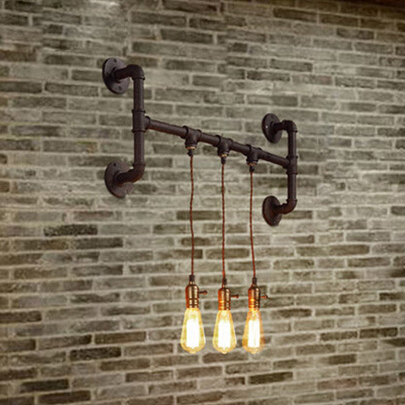 Skørter | 3 Light Tube Holder Wall Lighting Factory Black Iron Wall Mount Light Fixture