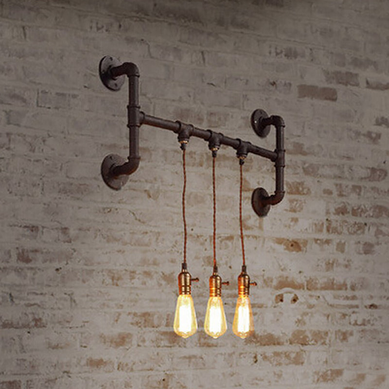 Skørter | 3 Light Tube Holder Wall Lighting Factory Black Iron Wall Mount Light Fixture