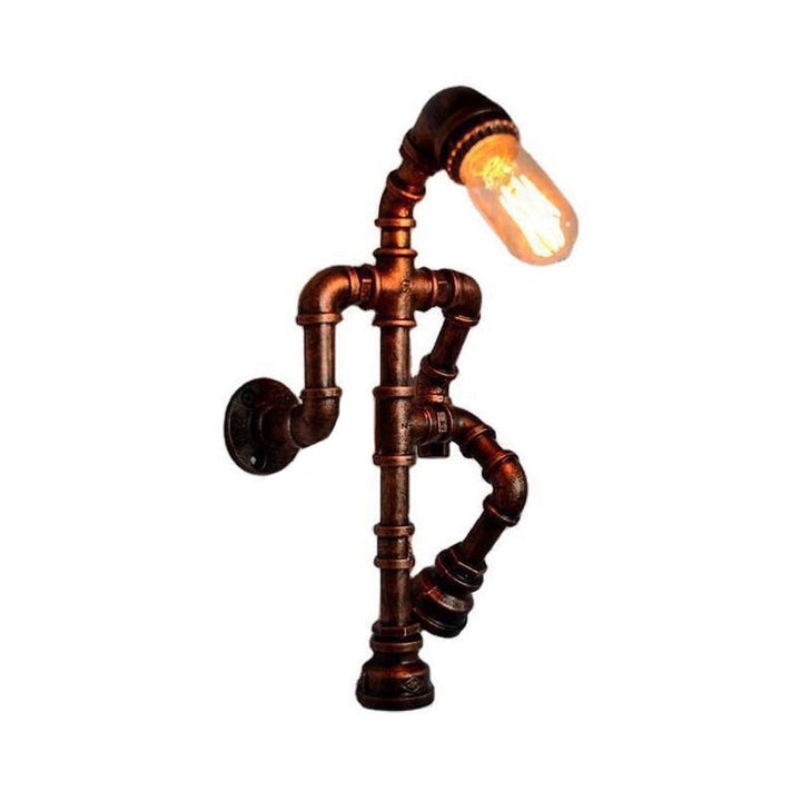 Lisslune | Steampunk Pipe Robot Wall Lamp Single Lamp Wrought Iron Wall Mounted Light Fixture in Black/Bronze/Copper