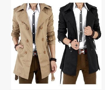 Men's Trendy Trench Coat with Double Button Placket and Practical Pockets Lisslune