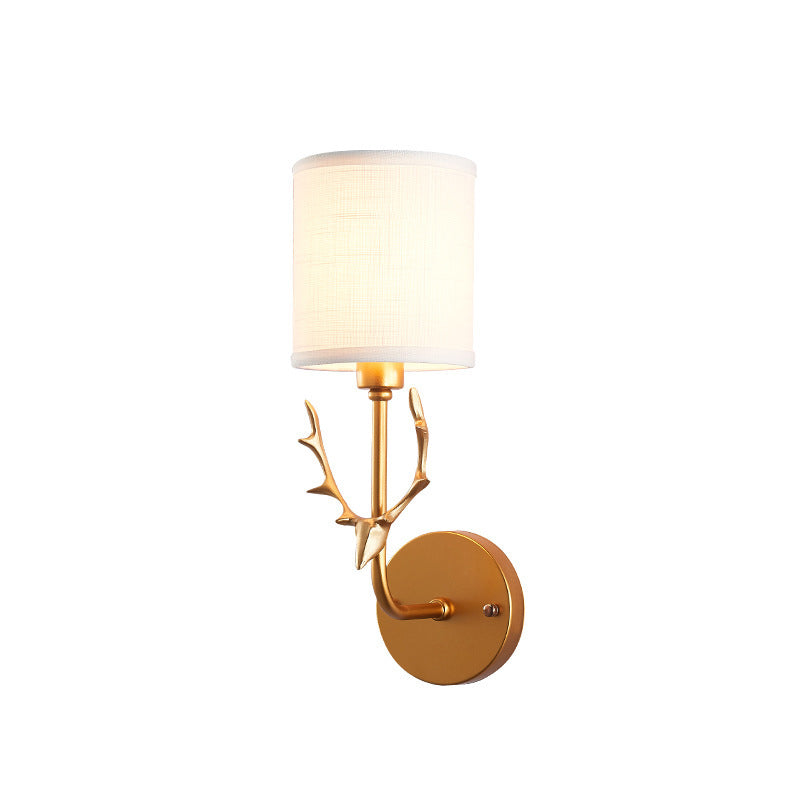 Skørter | 1-Pear GoldLiebe wall light with cylinder shade rustic metal wall lamp for adult bedroom